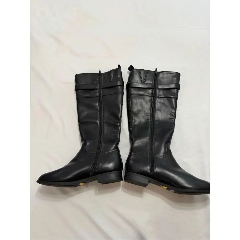 Gianni Bini Taharahhp Womens Buckle Mid-Calf Black Boots Size 7.5M 7 1/2 New